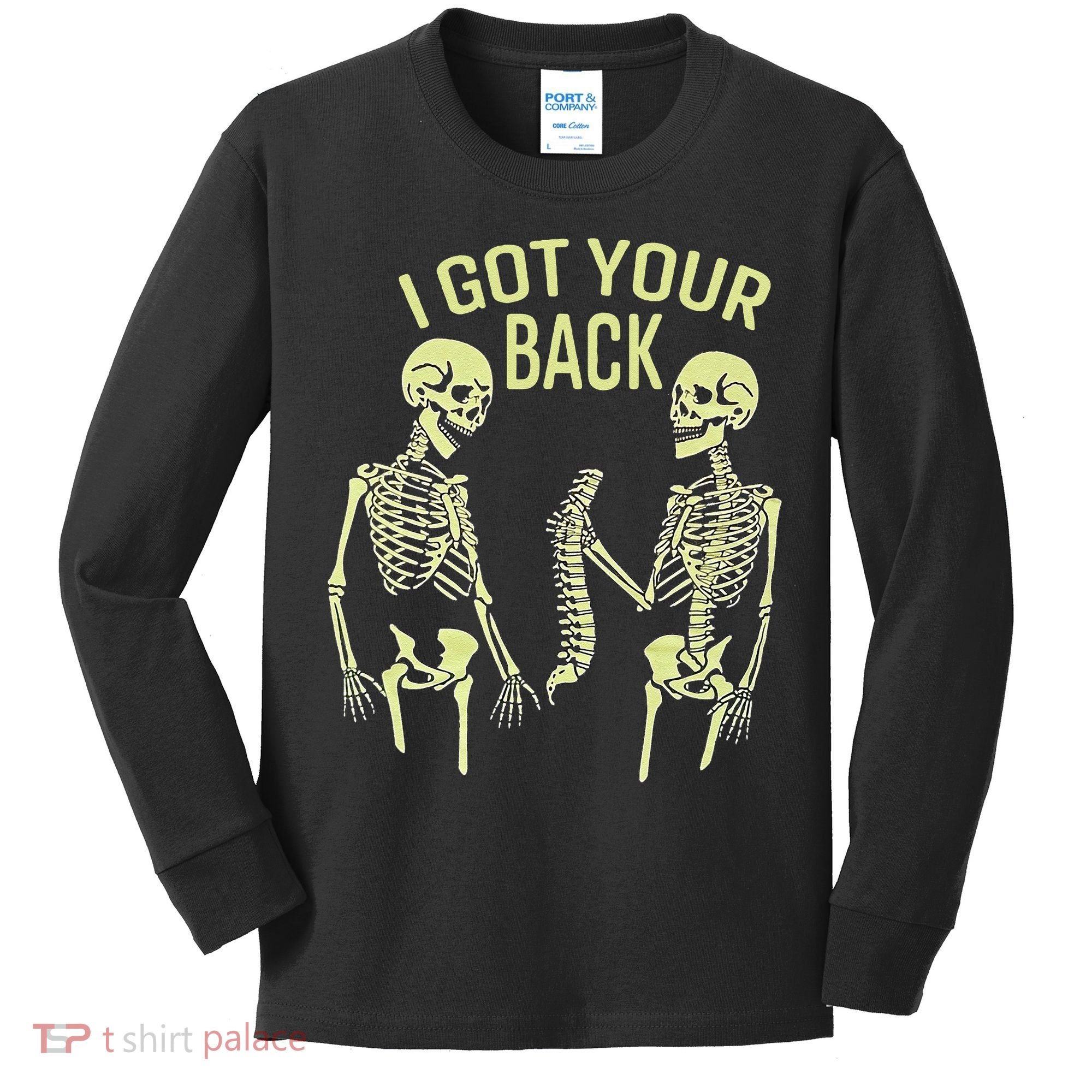 I Got Your Back Halloween Skeleton Skull Sarcastic Kids Long Sleeve Shirt