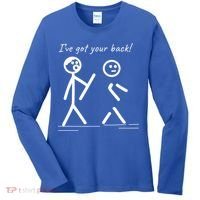 I Got Your Back Stick Figure Friendship Sarcasm Teens Funny Women's Long Sleeve Shirt thumb 0