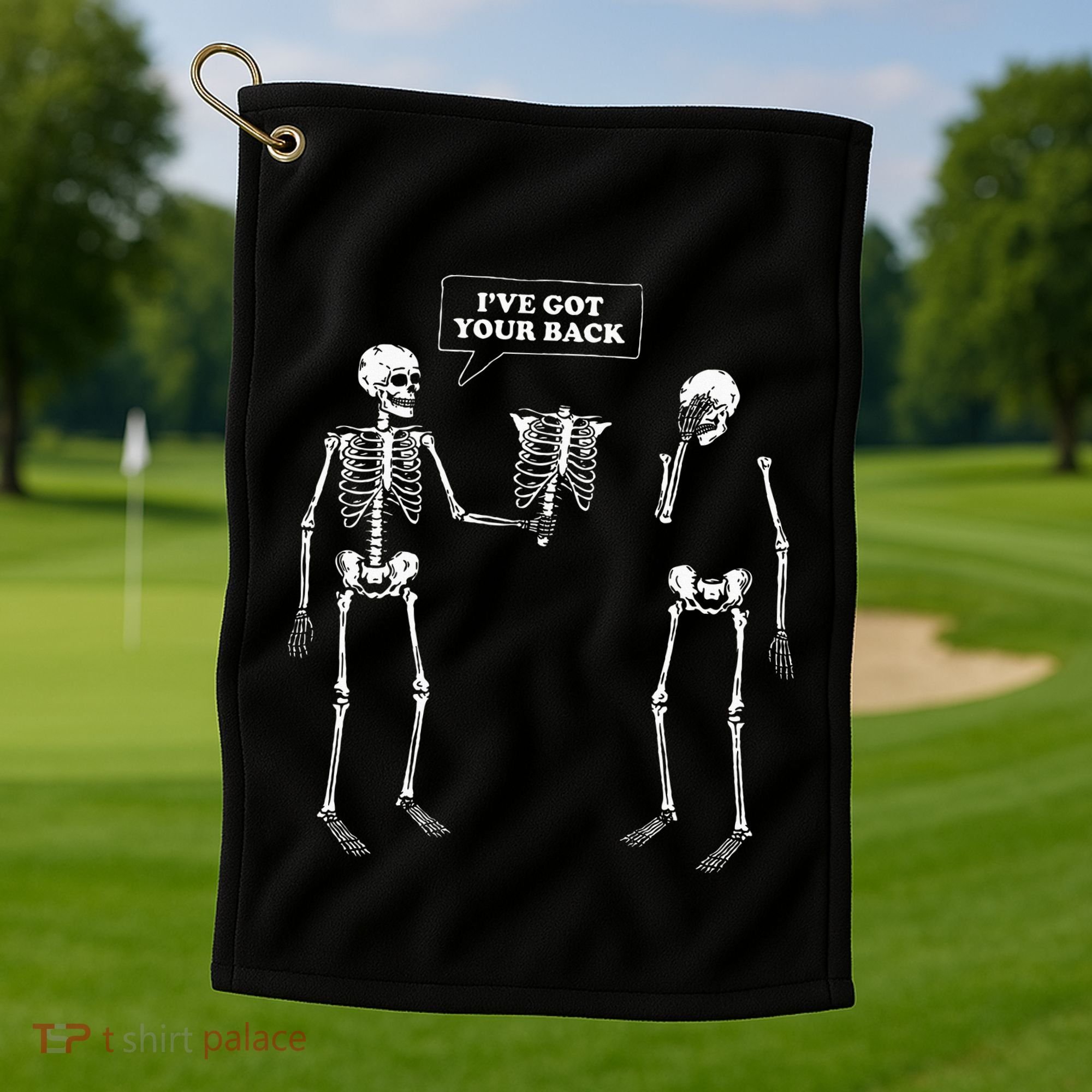 IVe Got Your Back Funny Skeleton Pun Golf Towel
