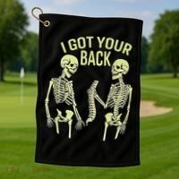I Got Your Back Halloween Skeleton Skull Sarcastic Golf Towel thumb 1
