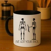 I've Got Your Back Funny Skeleton Bone Meme Coffee Mug thumb 4