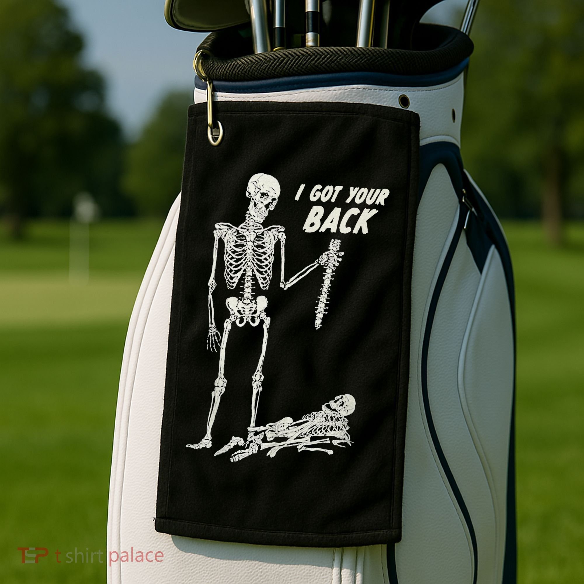 I Got Your Back Halloween Skeleton Skull Sarcastic Golf Towel