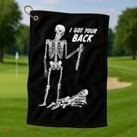 I Got Your Back Halloween Skeleton Skull Sarcastic Golf Towel thumb 1
