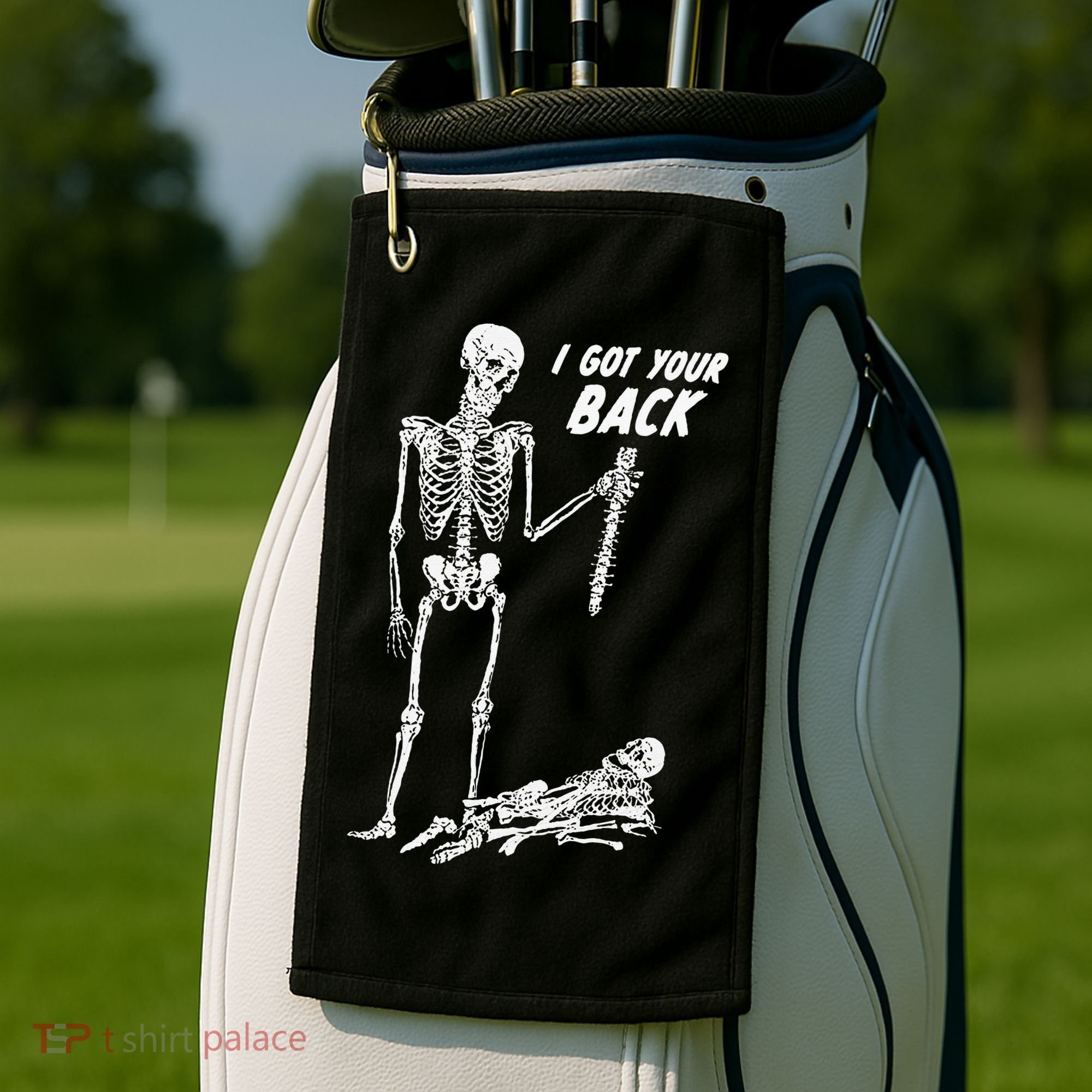 I Got Your Back Halloween Skeleton Skull Sarcastic Golf Towel