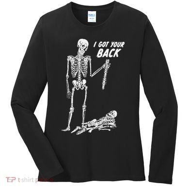 I Got Your Back Halloween Skeleton Skull Sarcastic Women's Long Sleeve Shirt