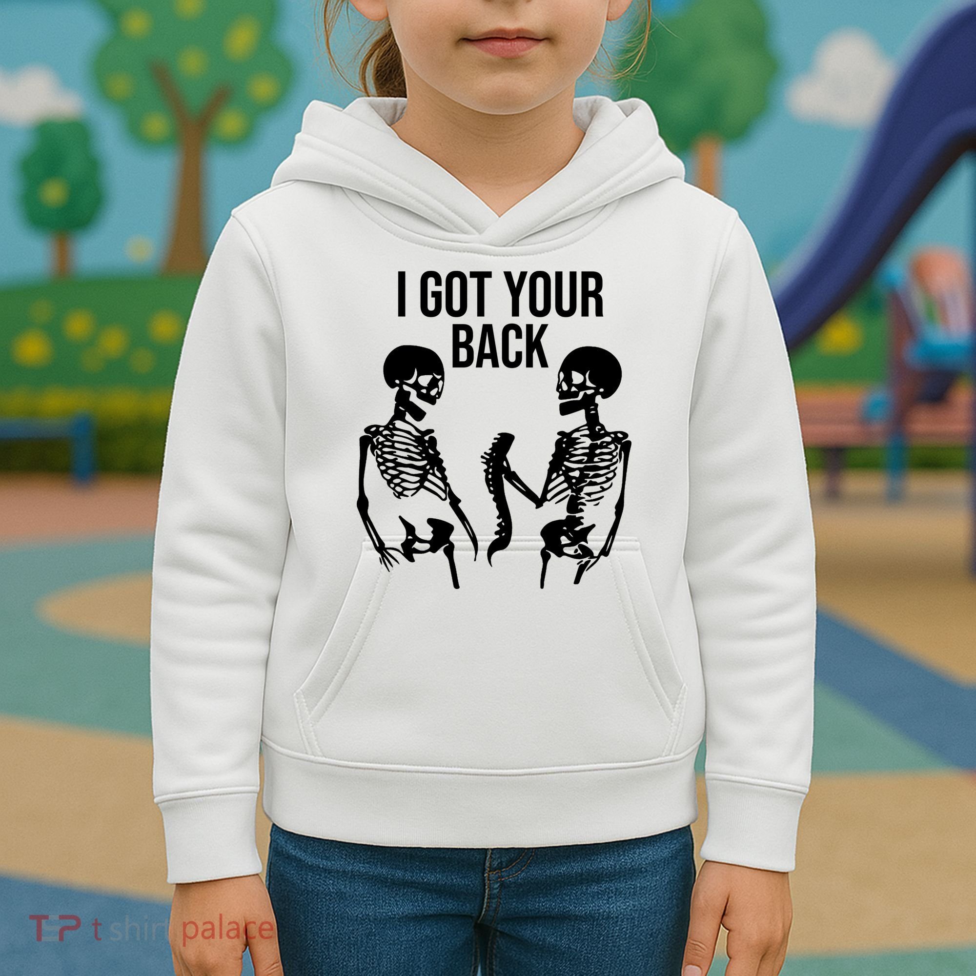 I Got Your Back Funny Skeleton Kids Hoodie