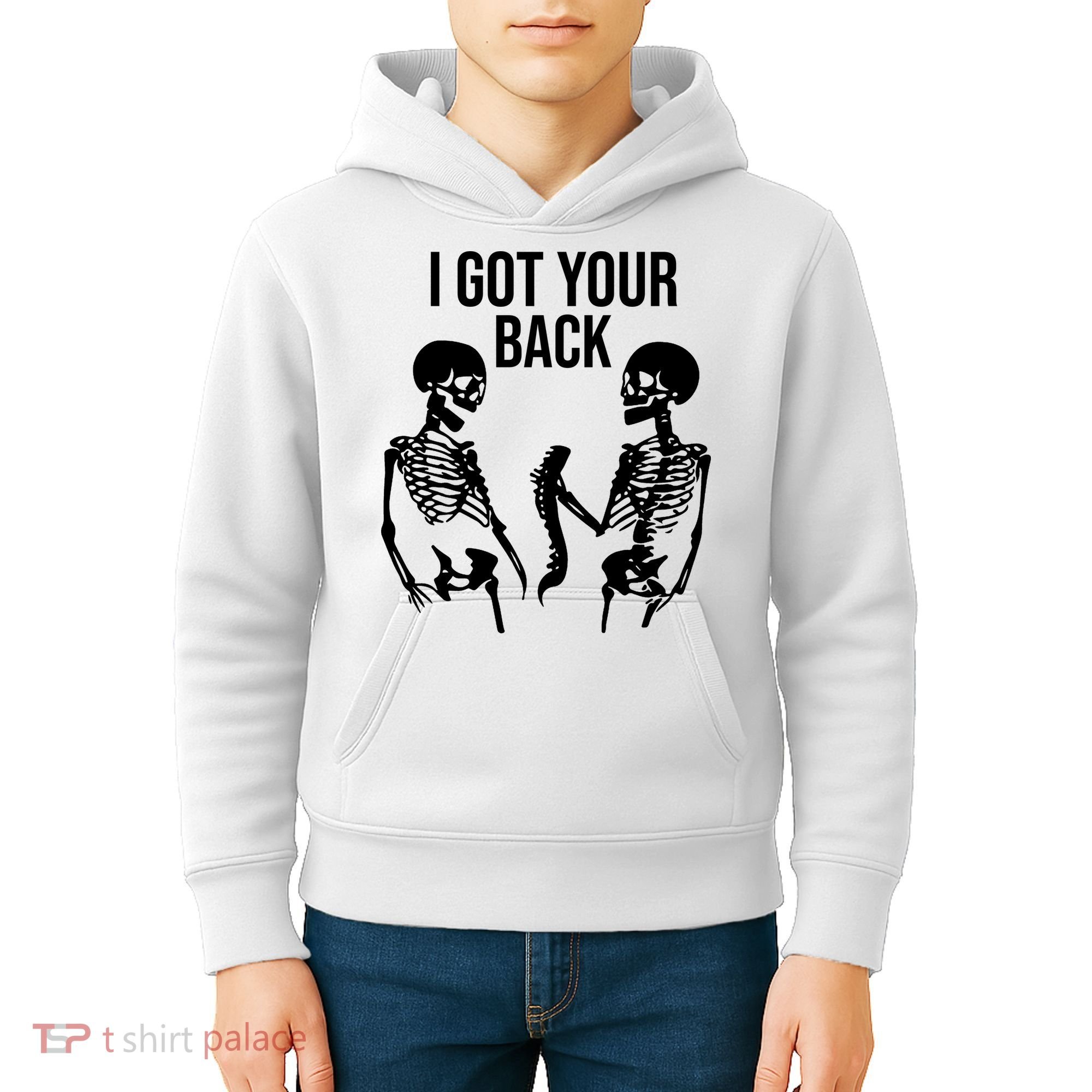 I Got Your Back Funny Skeleton Kids Hoodie