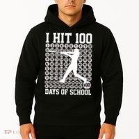 I Hit 100 Days Of School 100th Day Baseball Hoodie thumb 2