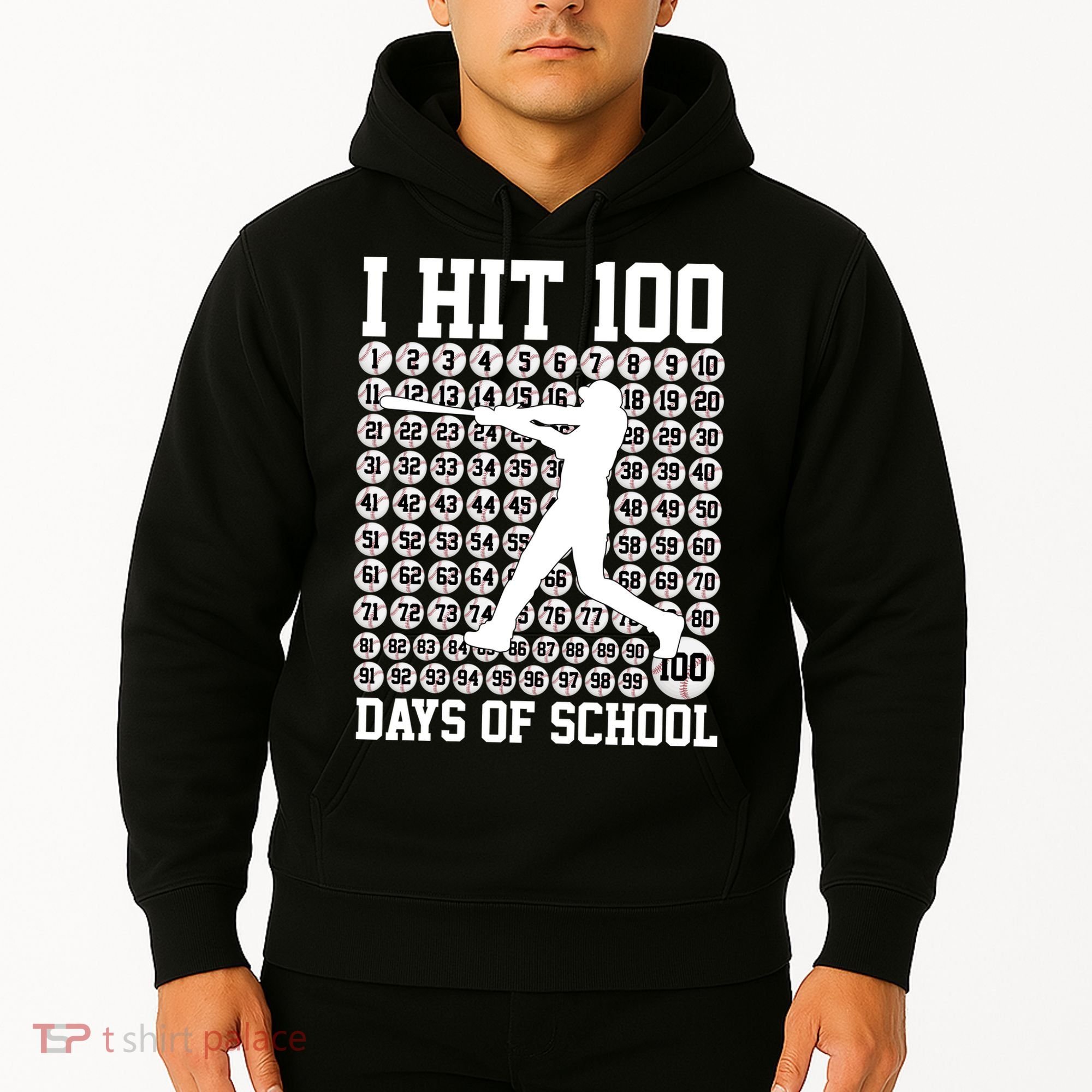 I Hit 100 Days Of School 100th Day Baseball Hoodie