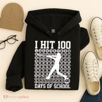 I Hit 100 Days Of School 100th Day Baseball Hoodie thumb 4