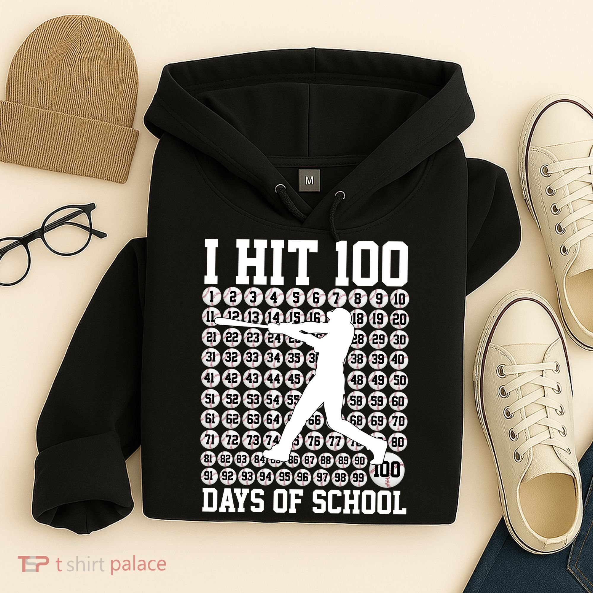 I Hit 100 Days Of School 100th Day Baseball Hoodie