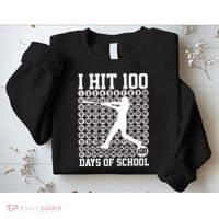 I Hit 100 Days Of School 100th Day Baseball Sweatshirt thumb 2