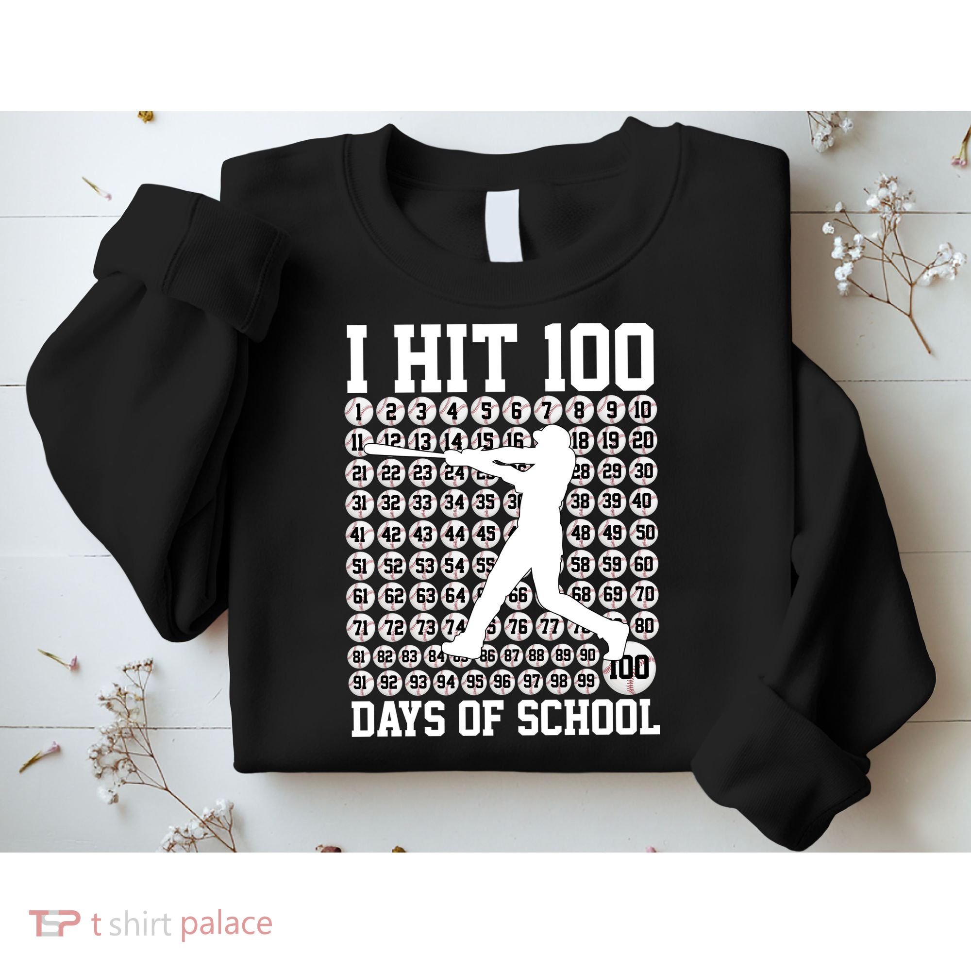 I Hit 100 Days Of School 100th Day Baseball Sweatshirt