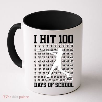 I Hit 100 Days Of School 100th Day Baseball Coffee Mug