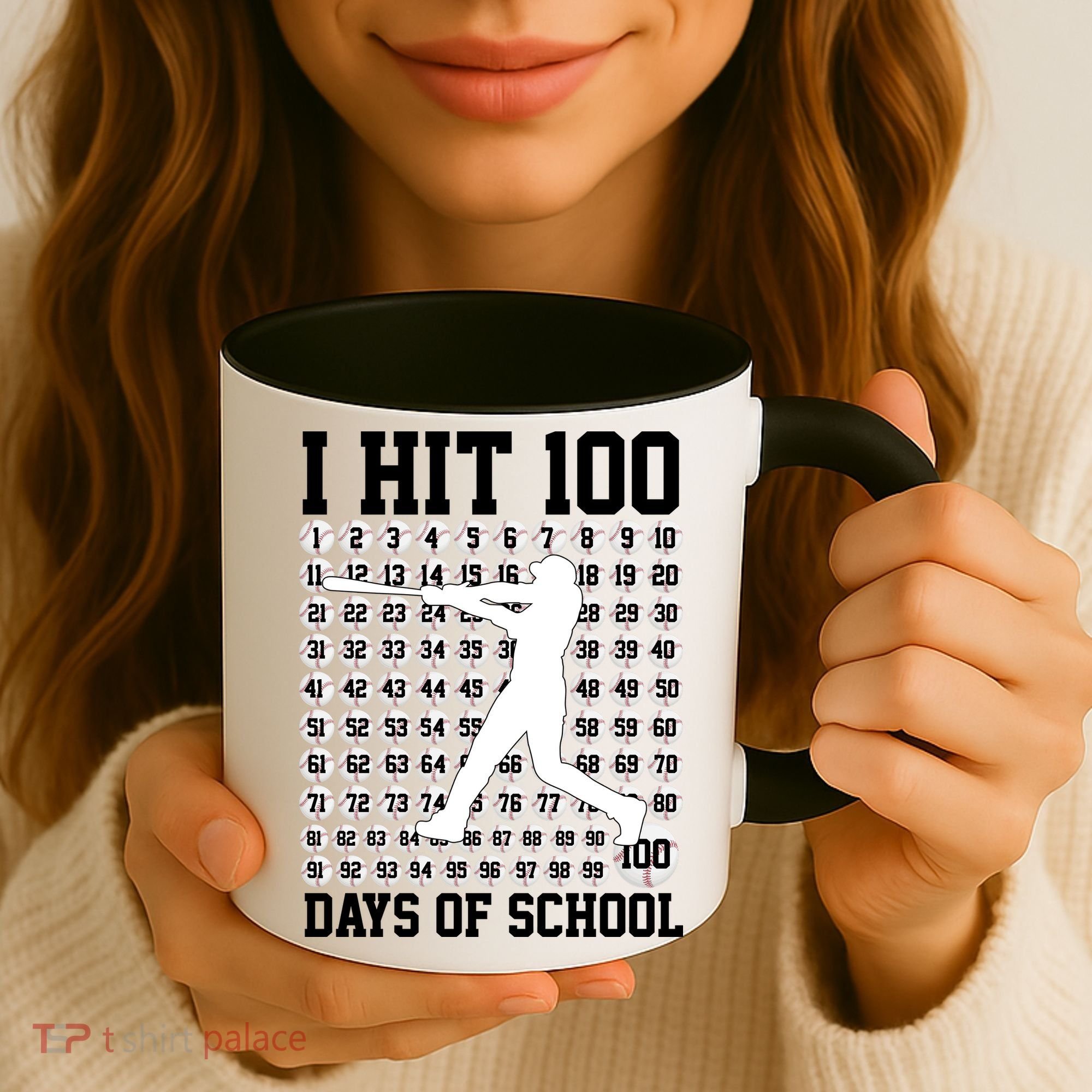 I Hit 100 Days Of School 100th Day Baseball Coffee Mug