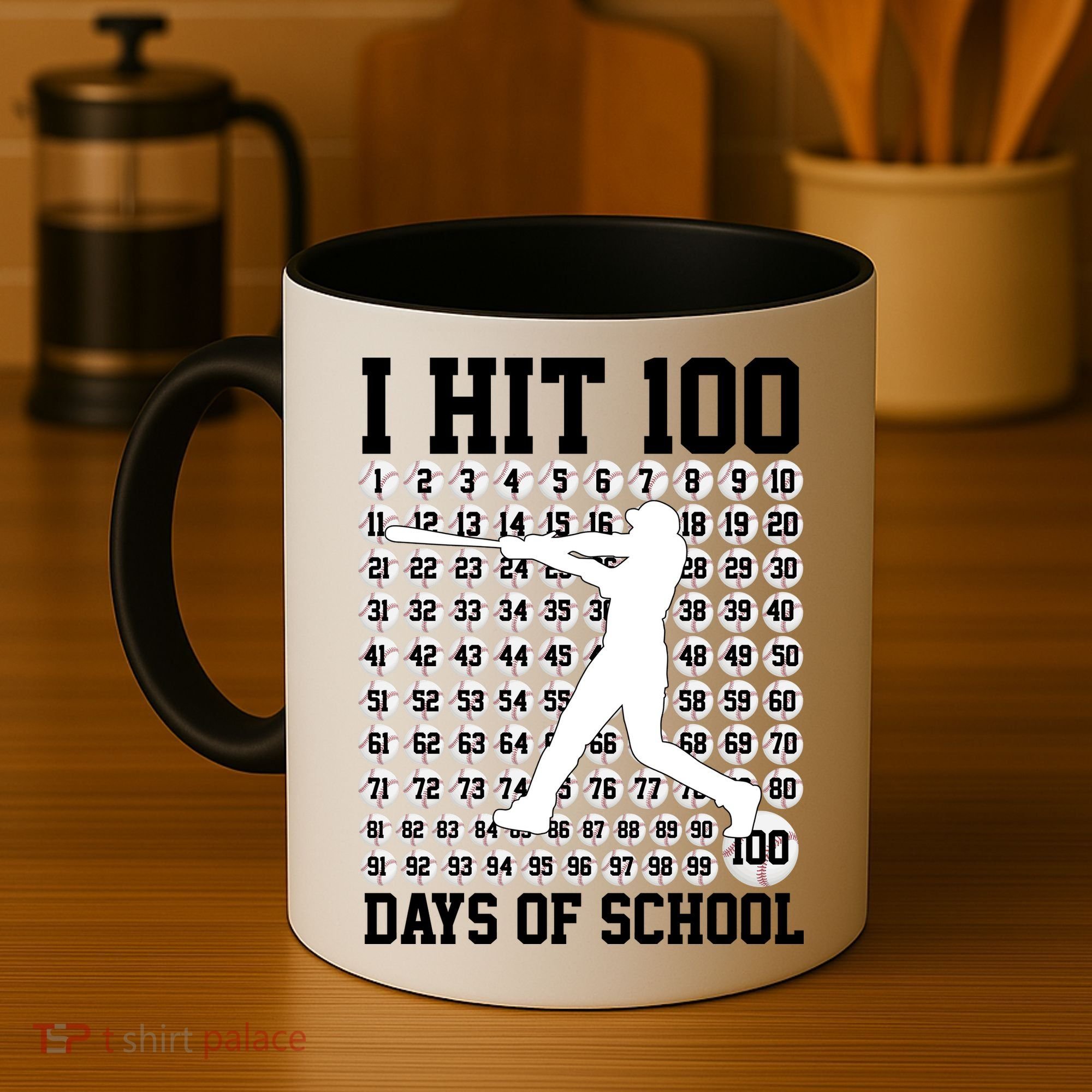 I Hit 100 Days Of School 100th Day Baseball Coffee Mug