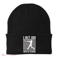 I Hit 100 Days Of School 100th Day Baseball Beanie thumb 0