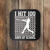 I Hit 100 Days Of School 100th Day Baseball Coaster thumb 0