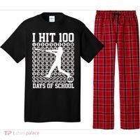 I Hit 100 Days Of School 100th Day Baseball Pajama Set thumb 0