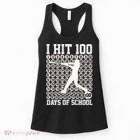 I Hit 100 Days Of School 100th Day Baseball Women's Tank Top thumb 0
