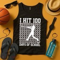 I Hit 100 Days Of School 100th Day Baseball Tank Top thumb 4