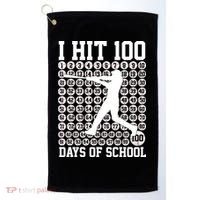 I Hit 100 Days Of School 100th Day Baseball Golf Towel thumb 0