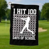 I Hit 100 Days Of School 100th Day Baseball Golf Towel thumb 1