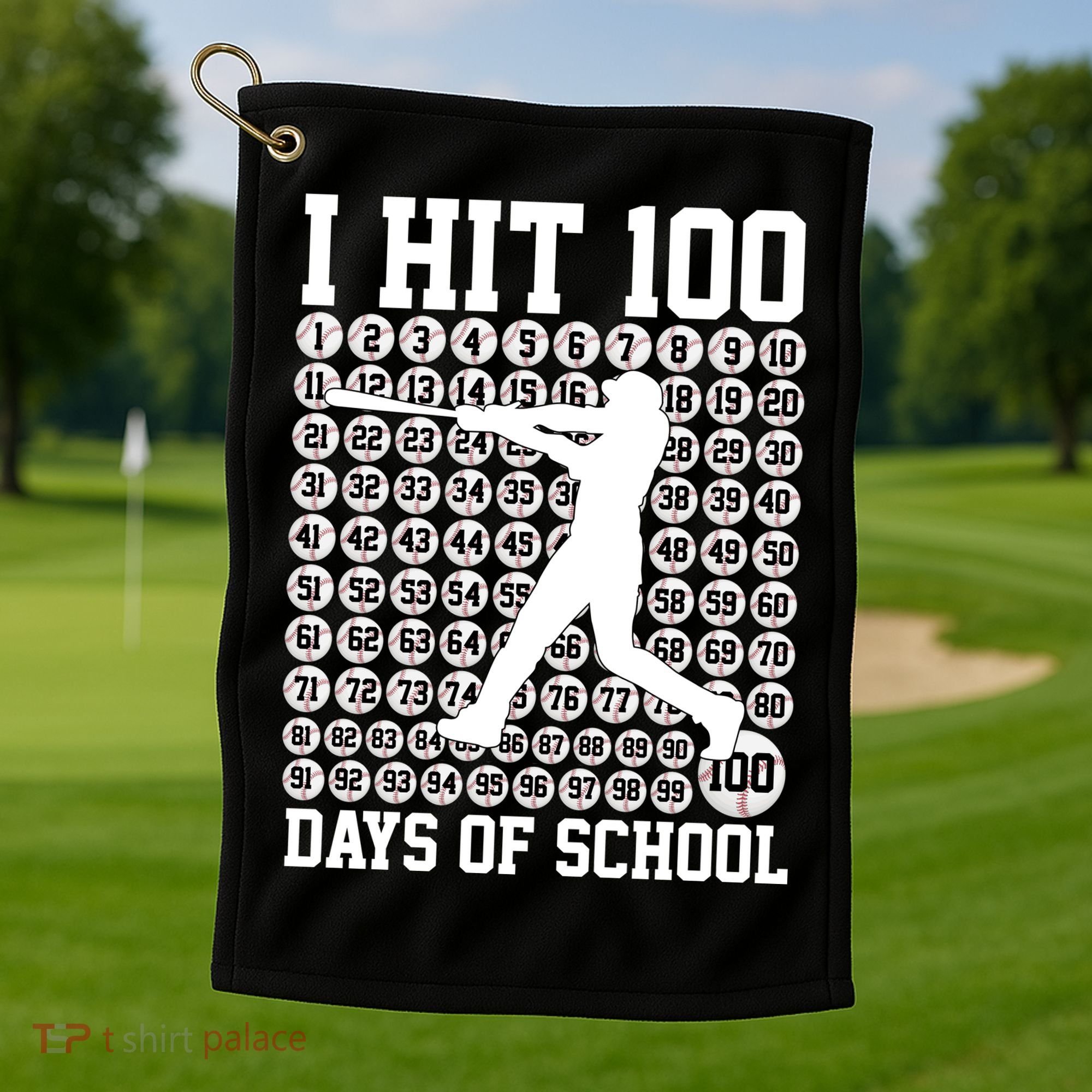 I Hit 100 Days Of School 100th Day Baseball Golf Towel