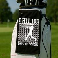 I Hit 100 Days Of School 100th Day Baseball Golf Towel thumb 2