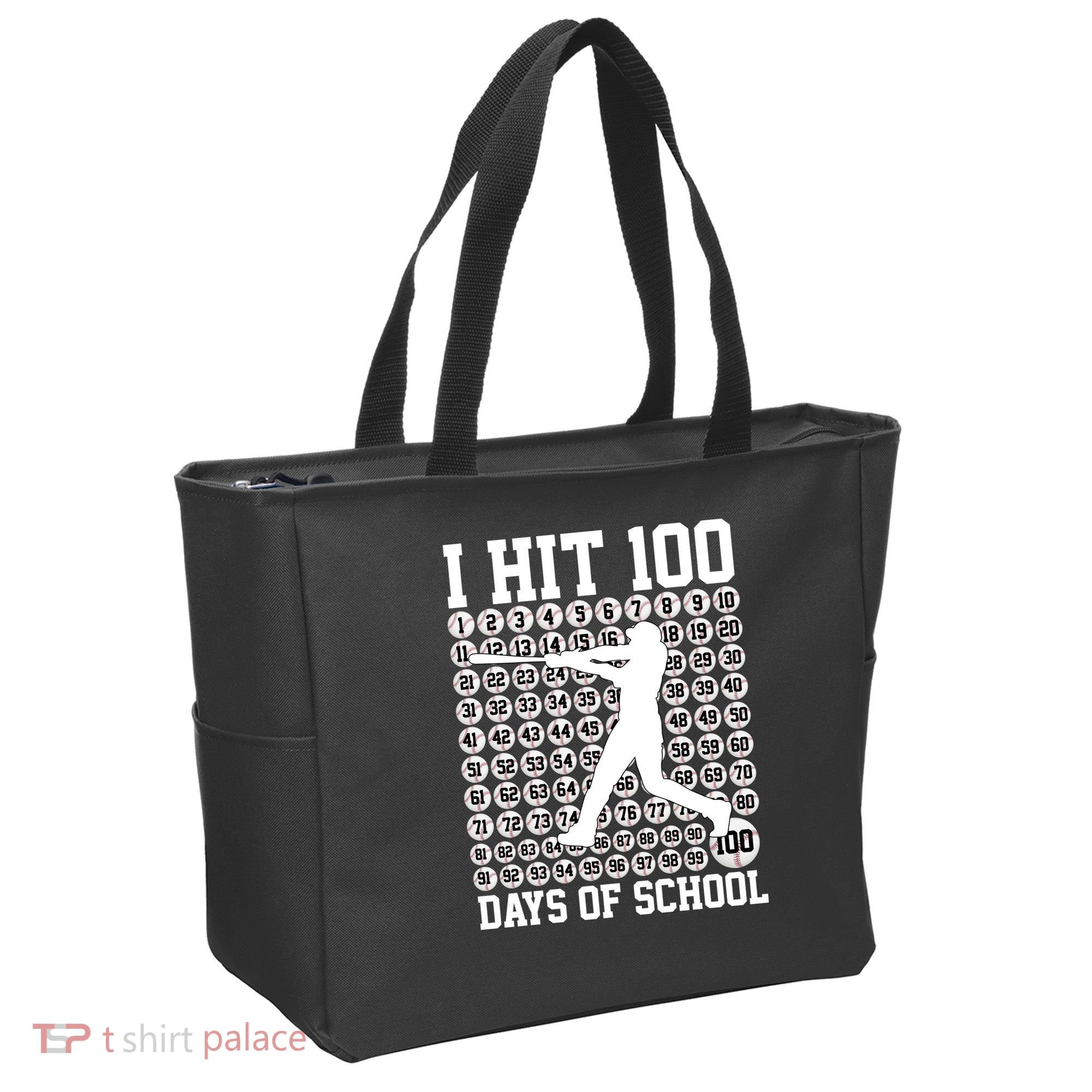 I Hit 100 Days Of School 100th Day Baseball Tote Bag