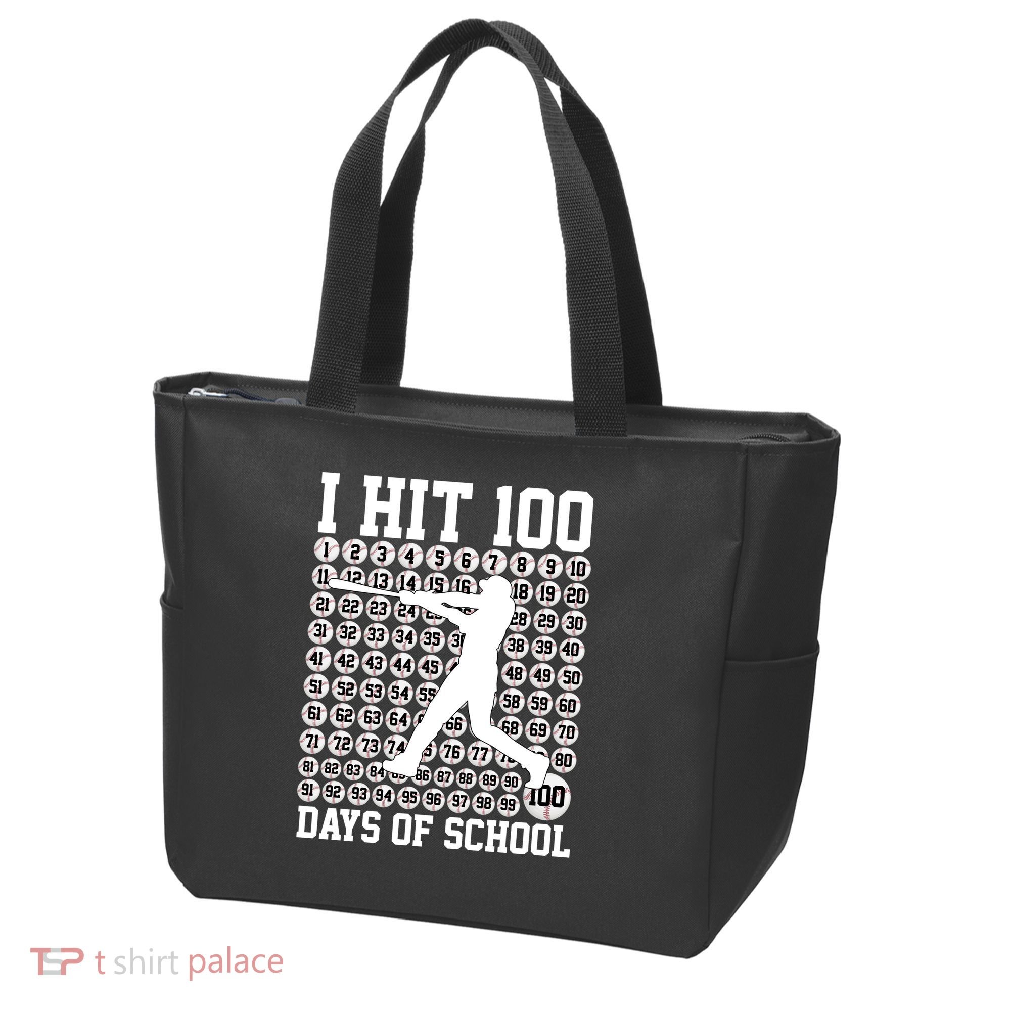 I Hit 100 Days Of School 100th Day Baseball Tote Bag