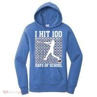 I Hit 100 Days Of School 100th Day Baseball Women's Hoodie thumb 0