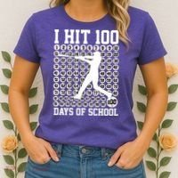 I Hit 100 Days Of School 100th Day Baseball Women's T-Shirt thumb 2