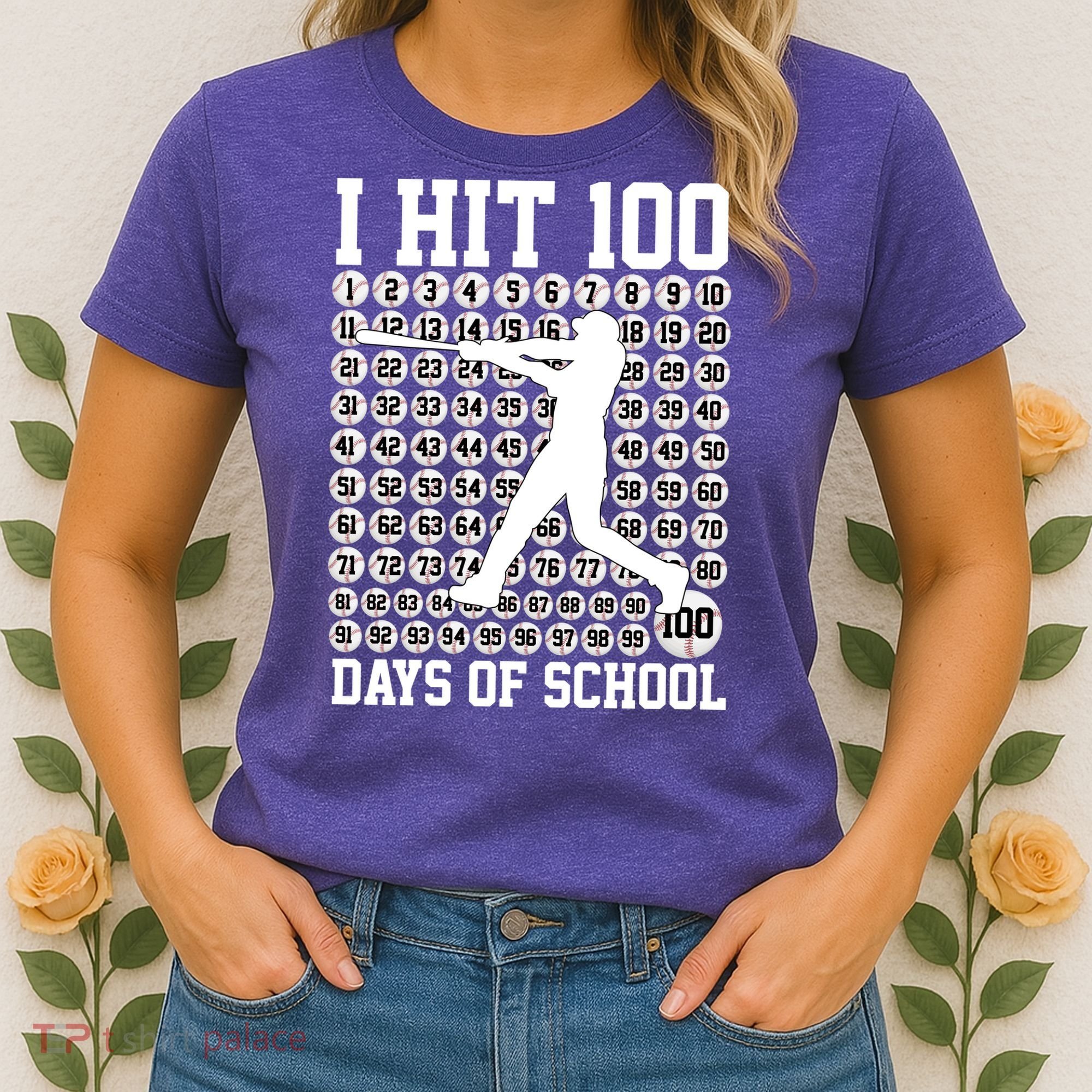 I Hit 100 Days Of School 100th Day Baseball Women's T-Shirt