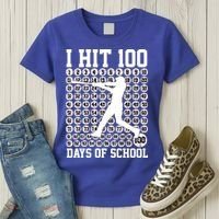 I Hit 100 Days Of School 100th Day Baseball Women's T-Shirt thumb 3