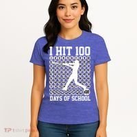 I Hit 100 Days Of School 100th Day Baseball Women's T-Shirt thumb 4