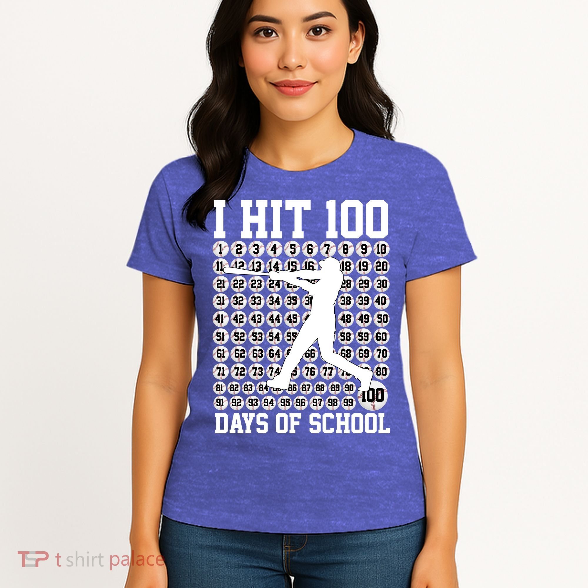 I Hit 100 Days Of School 100th Day Baseball Women's T-Shirt