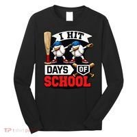 I Hit 100 Days Of School 100th Day Baseball Long Sleeve Shirt thumb 0