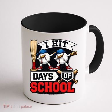 I Hit 100 Days Of School 100th Day Baseball Coffee Mug back