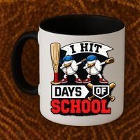 I Hit 100 Days Of School 100th Day Baseball Coffee Mug thumb 2