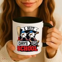 I Hit 100 Days Of School 100th Day Baseball Coffee Mug thumb 3