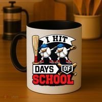 I Hit 100 Days Of School 100th Day Baseball Coffee Mug thumb 4