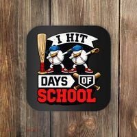 I Hit 100 Days Of School 100th Day Baseball Coaster thumb 0