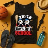 I Hit 100 Days Of School 100th Day Baseball Tank Top thumb 4