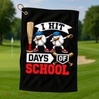 I Hit 100 Days Of School 100th Day Baseball Golf Towel thumb 1