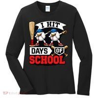 I Hit 100 Days Of School 100th Day Baseball Women's Long Sleeve Shirt thumb 0