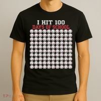 I Hit 100 Days Of School Baseball Bat 100th Day Of School T-Shirt thumb 3