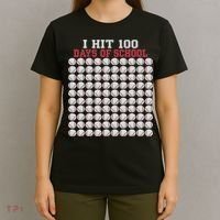 I Hit 100 Days Of School Baseball Bat 100th Day Of School T-Shirt thumb 4