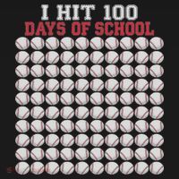 I Hit 100 Days Of School Baseball Bat 100th Day Of School T-Shirt thumb 7