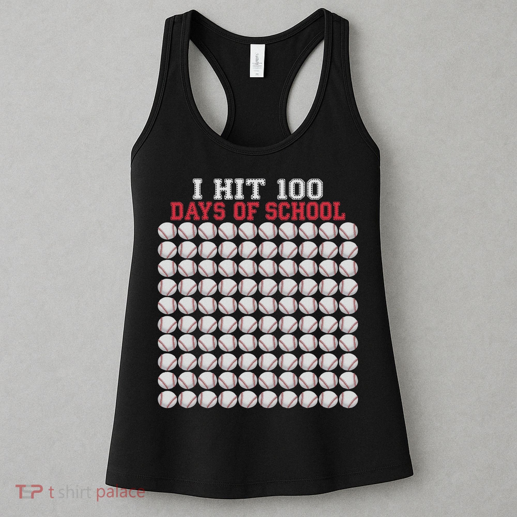 I Hit 100 Days Of School Baseball Bat 100th Day Of School Women's Tank Top